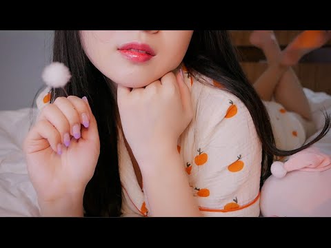 ASMR ENG SUB  Girlfriend helps you to fall asleep ! rain sound & ear cleaning asmr