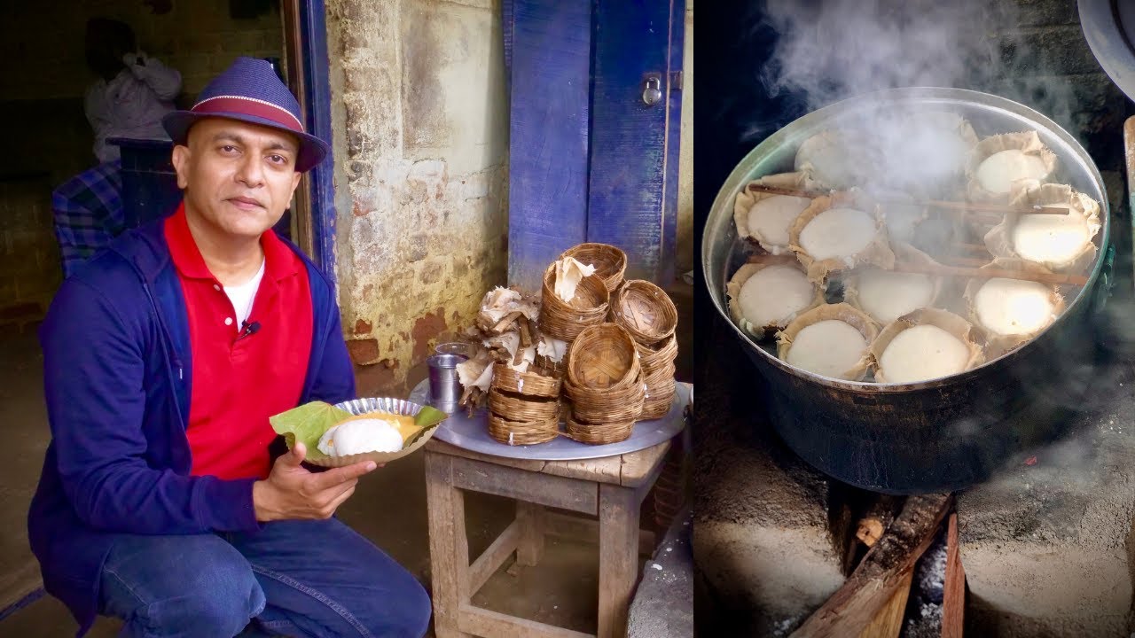 Delicious VILLAGE Tradition, CHIBLU IDLIS Steamed In Bamboo Over Wood Fire | BABU HOTEL Halaguru
