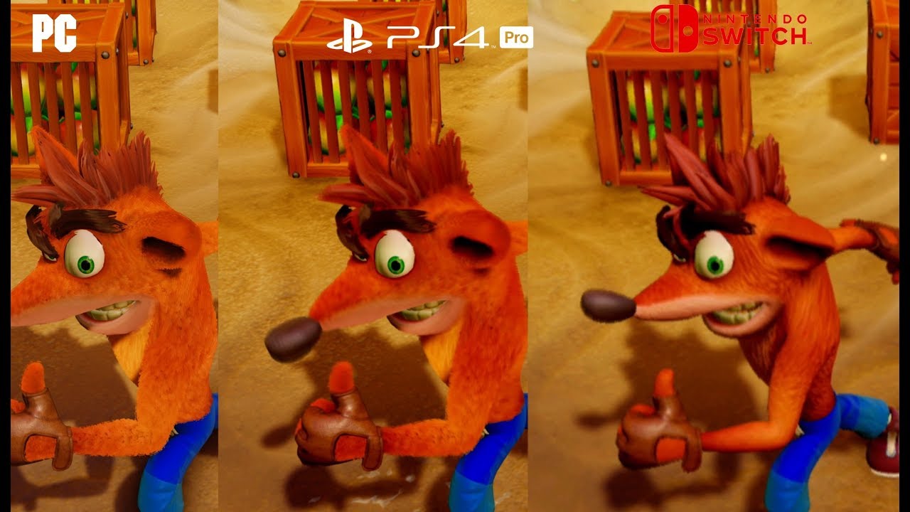 4K] Crash Bandicoot – PC Max vs PS4 Pro vs Nintendo Switch Graphics  Comparison Gameplay - YouTube