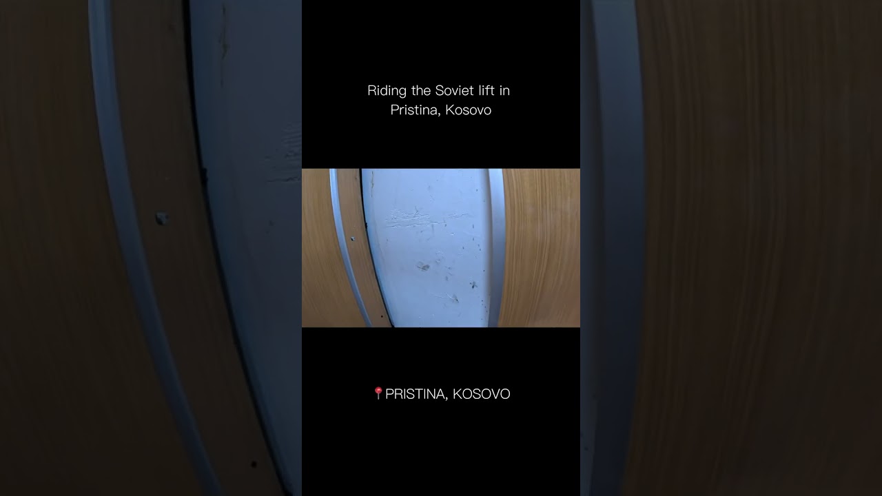 Riding a Soviet lift in Pristina, Kosovo