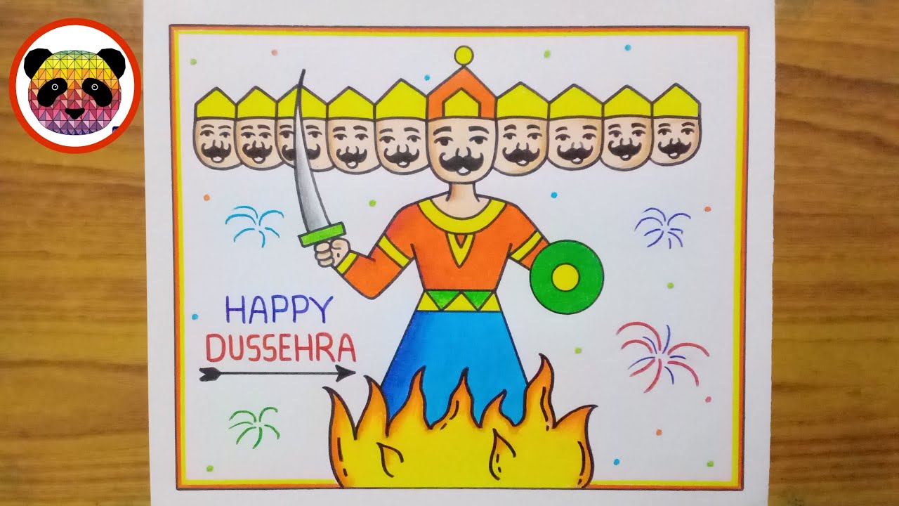How to draw Ravan step by step / Easy Ravan Drawing / Dussehra Drawing ...