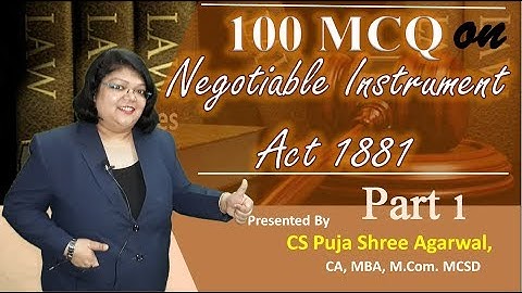 CS Foundation MCQ: Negotiable Instrument Act 1881 Multiple Choice Questions Part 1 in HINDI