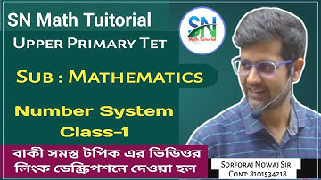 Math Class(Number System), Class-1[Upper Primary Tet]