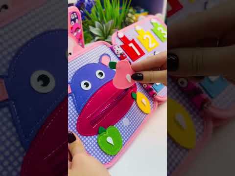 Інтерактивна навчальна дитяча книжка бізіборд, розвиваюча фетрова книжка на липучках для дітей, дитячий м'який сортер, видео 1