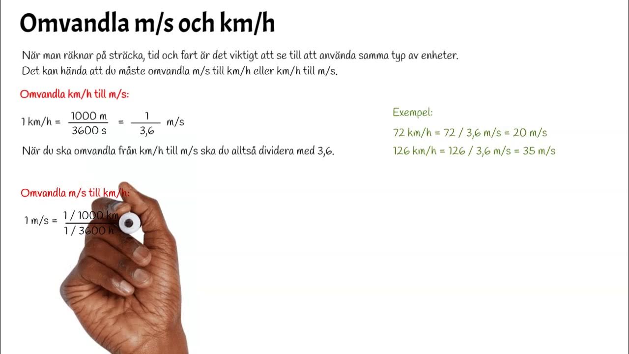 Fysik - Omvandla m/s och km/h - YouTube