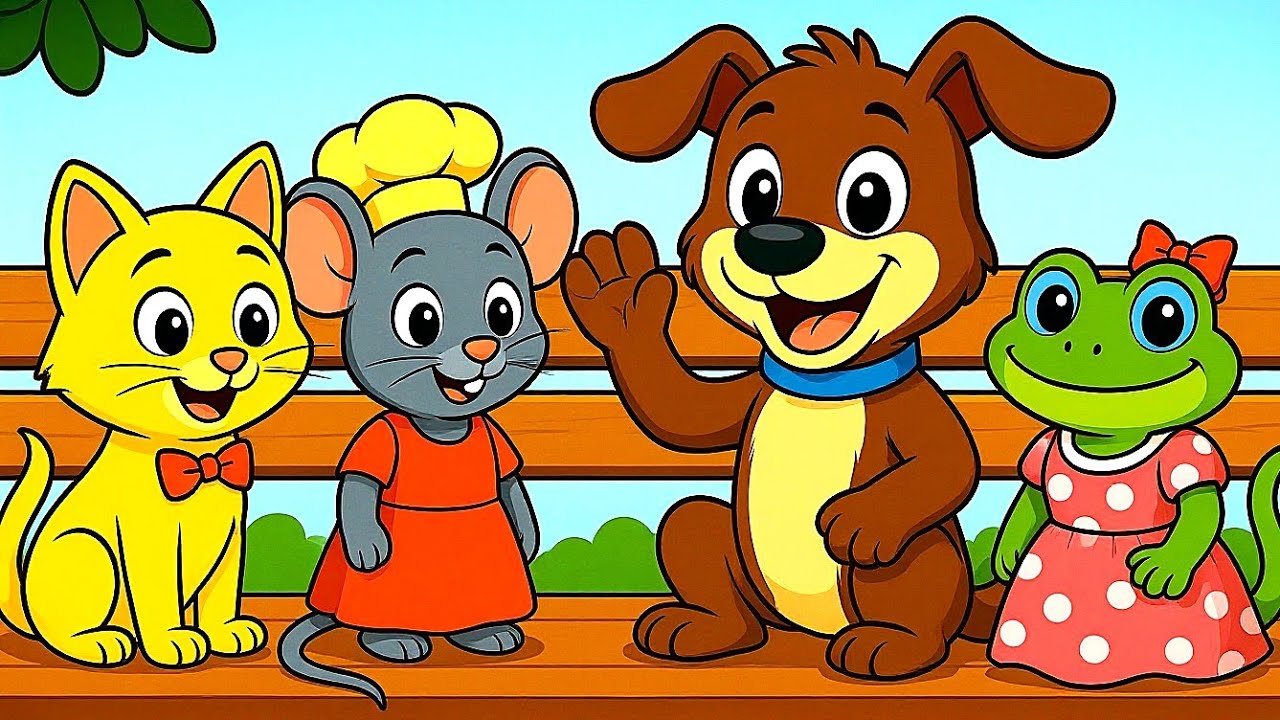 Lăbuș, Miau, Chiț și Oac stau la vorbă pe băncuță 🐶🐱🐭🐸 Mix Cantece NOI pentru copii de gradinita!