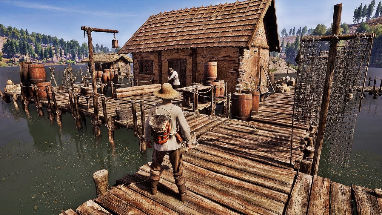 VIDA MEDIEVAL REALISTA! | COLHEITA DO TRIGO + LINHO e CONSTRUÇÃO da CABANA DE PESCA e MINERAÇÃO #06