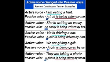 passive voice present continuous tense active voice changed into passive voice present continuous