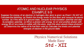 STANDARD XII- ATOMIC AND NUCLEAR PHYSICS  - EXAMPLE 9.5