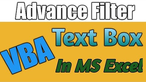Advance filter with VBA using Text box l Ms Excel l VBA l Advance excel