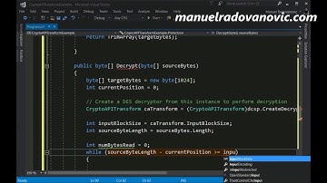 C# 6.0 Tutorial - Advanced - 55. CryptoAPITransform Cryptography, Encrypt and Decrypt Example