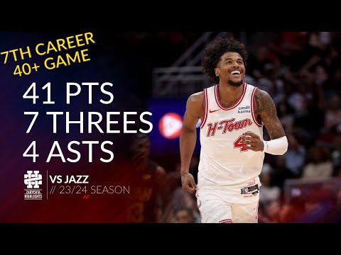 Jalen Green 41 pts 7 threes 4 asts vs Jazz 23/24 season