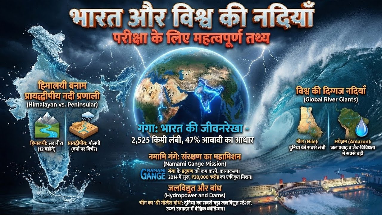 विश्व और भारत की नदियाँ 🌍 | सबसे महत्वपूर्ण प्रश्न EXAM SPECIAL