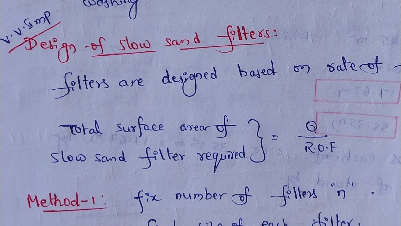 Design of slow sand filters | Design of slow sand filters in telugu