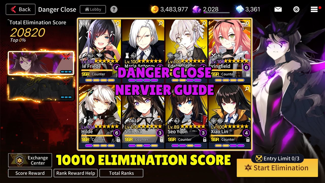 Counter Side SEA | Nervier Danger Close Guide | 10010 Elimination Score