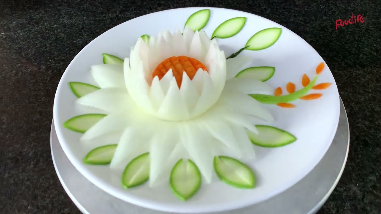 Onion Flower Garnish-Carrot Flower Garnish-Winter Melon Flower Garnish-Vegetable Carving 