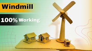 DIY Cardboard Windmill Working Model | Wind Energy Science Project | पवनचक्की का working मॉडल 