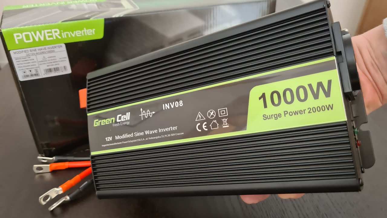 Unboxing Green Cell Power Inverter electricity converter from car 12V to  230V 1000W 