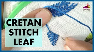How to make CRETAN Stitch LEAF | Hand Embroidery - 135