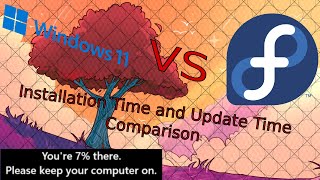 Install&Update Speed Windows11 vs Fedora40 Linux