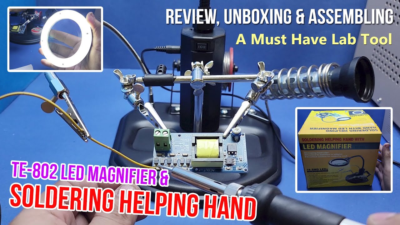 Fancii LED Light Helping Hands Magnifier Station - 2X 4X USB Lighted Hands  Free Magnifying Glass Stand with Clamp and Alligator Clips - For Soldering,  Computer Modification FC-MGHH35U