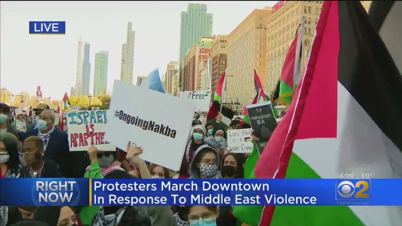 Protesters March Downtown In Response To Middle East Violence