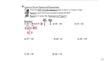 Unit 6 Lesson 5 Factoring Numerical Expressions