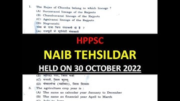HPPSC NAIB TEHSILDAR 2022  SOLVED PAPER