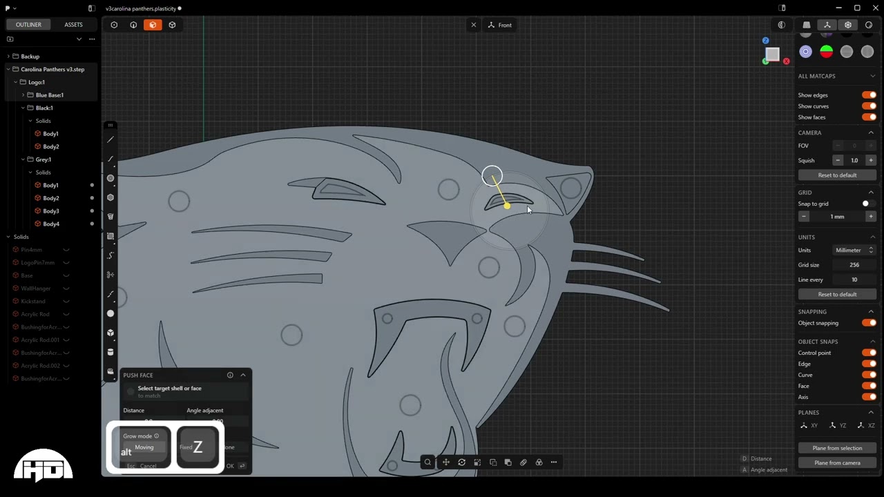 Plasticity CAD: Relocating Faces (Floating Logo Sign)
