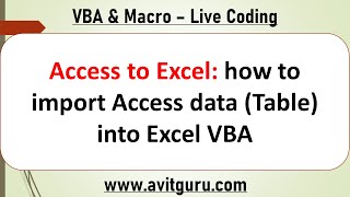 Access to Excel  how to import Access data table into Excel