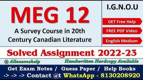 MEG 12 SOLVED ASSIGNMENT 2022-23 | In English | IGNOU