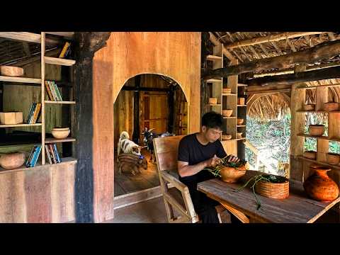 Making Wooden Planters for Ornamental Plants | The Bushcraft House by the Waterfall Is Taking Shape