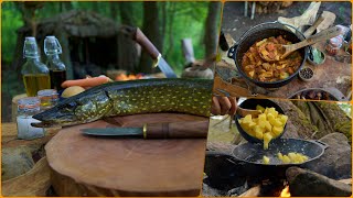 Bushcraft Feast Pike Goulash In The Wild - Ultimate Outdoor Cooking Recipe Asmr