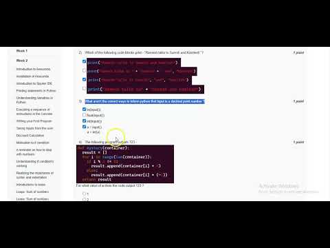 NPTEL  week-2 Assignment 2 solutions  of The Joy of Computing using PythonJan 2025