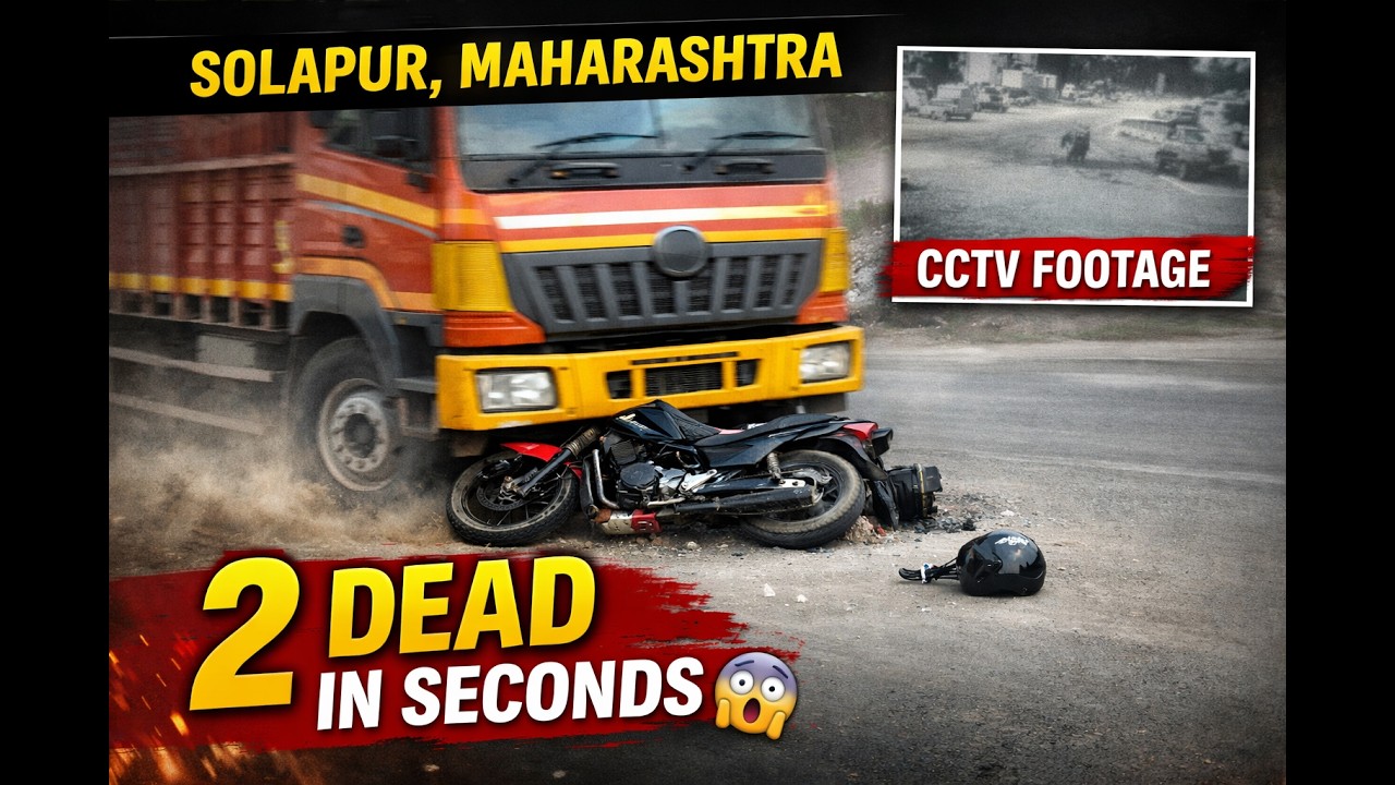 Solapur Accident CCTV: Truck Runs Over Bike at Boramani Naka 🚨 - YouTube