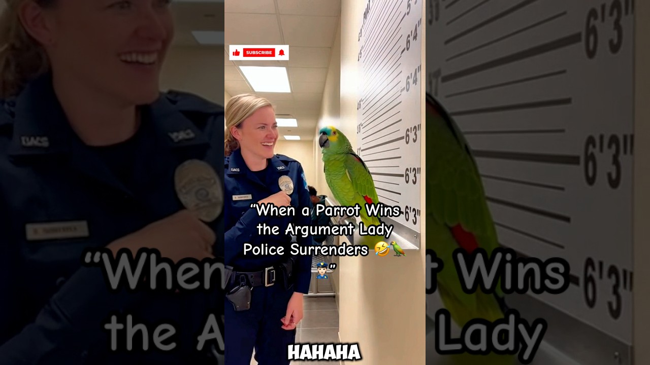 “When a Parrot Wins the Argument Lady Police Surrenders 👮🏻🦜🤣” 