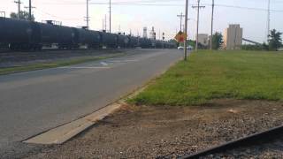 ES44C4 leading a CSX SD70MAC on a tanker train