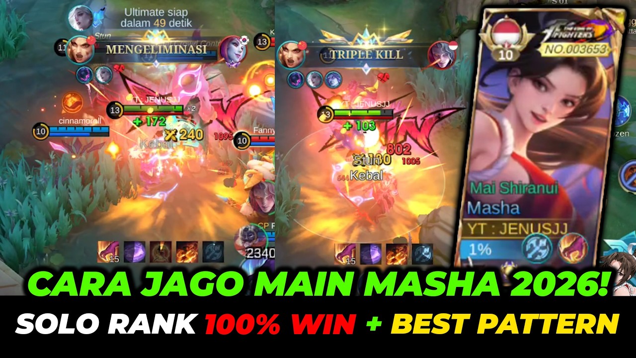 CARA JAGO MAIN MASHA JUNGLER 2026 COMBO MASHA SAKIT + KUAT DI LANE BUILD MASHA TERBARU 2026