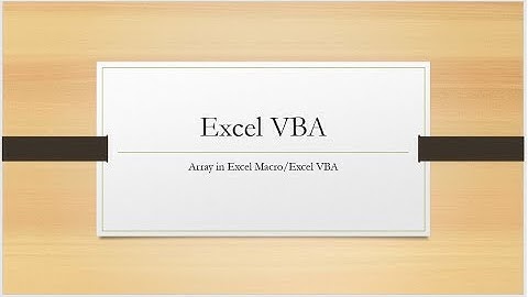 Array in Excel VBA/Excel Macro