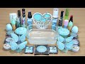 MINT SLIME Mixing makeup and glitter into Clear Slime Satisfying Slime Videos