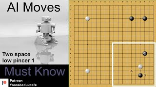 Must know Pincer - AI Moves
Two space low pincer is now must know!
We will study first the move A!
Patreon - https://www.patreon.com/yoonsbadukcafe
Instagram - https://www.instagram.com/in
Twitter - https://twitter.com/YoungSunYoon1
Website - https://yoons-baduk-cafe.com/ Must know Pincer - AI Moves