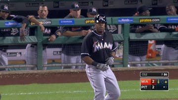 MIA@PIT: Scruggs collects first hit as a Marlin