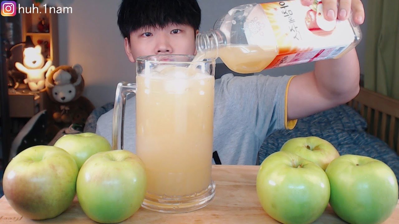 사과주스 950ml 얼음넣어서 시원하게 !!!!! 리얼사운드 먹방 Apple juice Eating Sound Mukbang