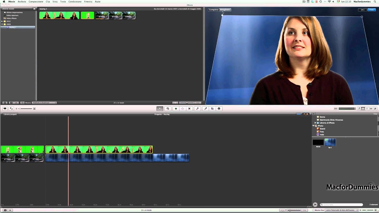 [How To] Come eseguire un chroma key e editor di precisione in iMovie