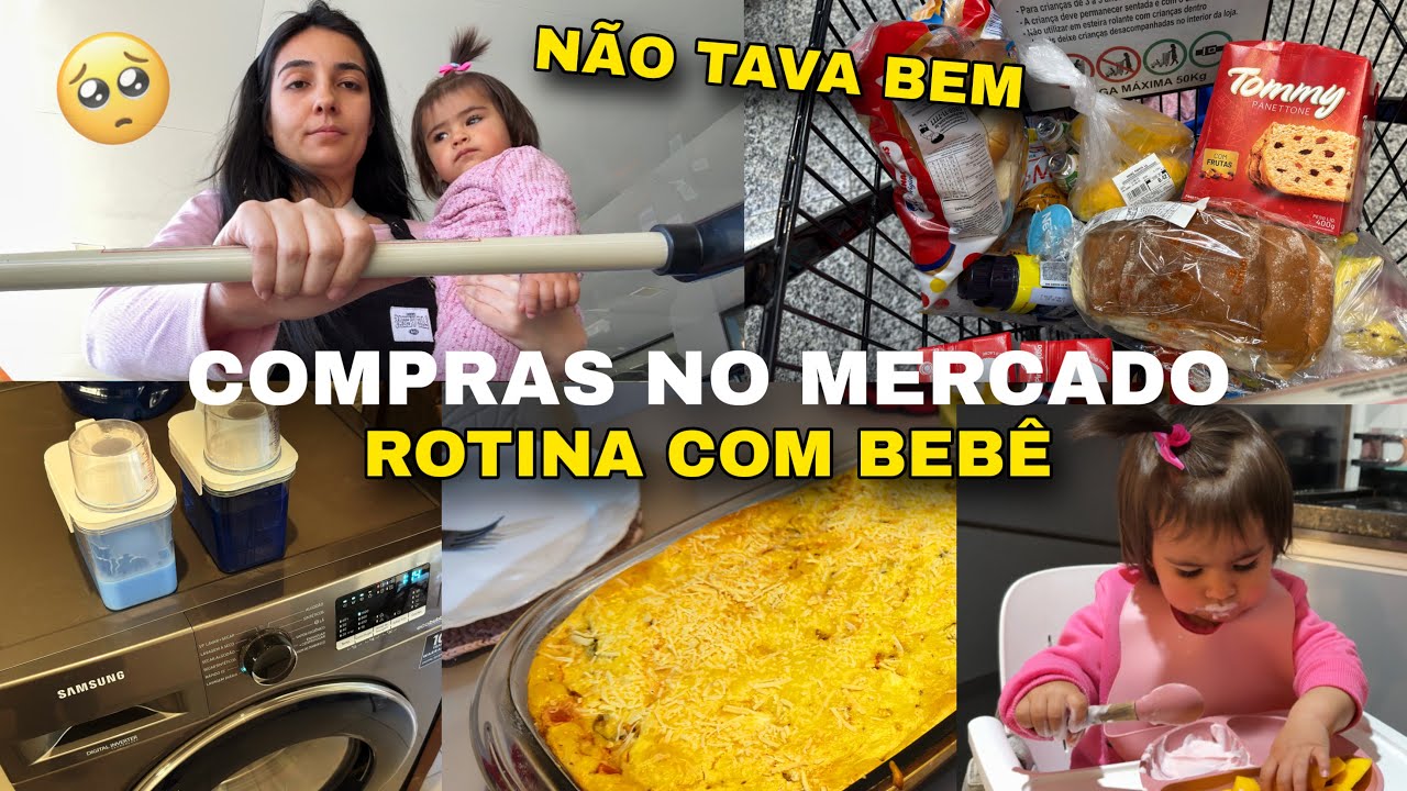 Compras no mercado, rotina com bebê de 1 ano, tarefas de casa, torta de sardinha liquidificador 