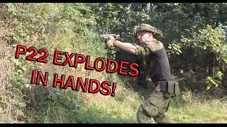 P22 EXPLODES IN HANDS! [9mm BLANK PISTOL FROM UMAREX]