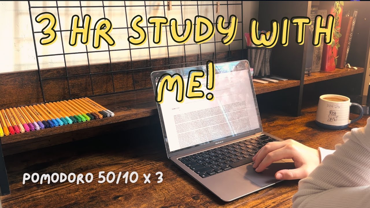 3 Hour Study With Me! 📚 Pomodoro 50/10 | Relaxing Brown Noise - YouTube