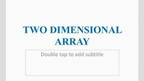 Two Dimensional Arrays in tamil