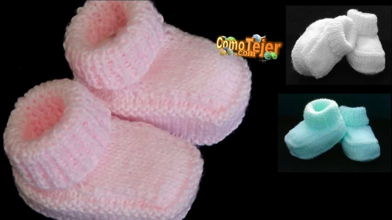Cómo Tejer Botines. Zapatitos Bebé 3-6 meses, How to Knit Baby Booties 2  agujas/tricot/palitos (652) - YouTube