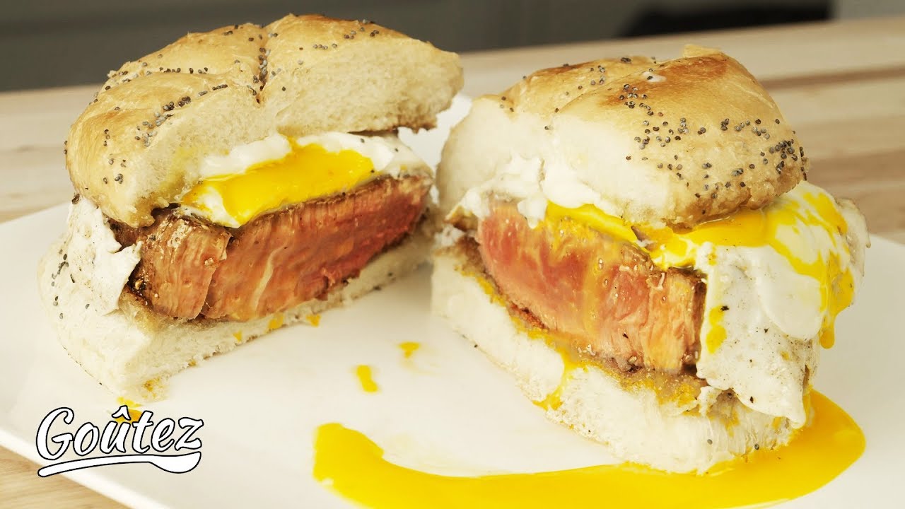Medium Rare Beef Tenderloin Steak And Egg Sandwich YouTube